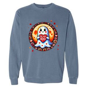 Be My Boo ValentineS Day Ghost Illustration Gift Garment-Dyed Sweatshirt