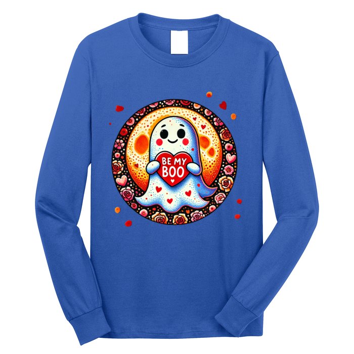 Be My Boo ValentineS Day Ghost Illustration Gift Long Sleeve Shirt