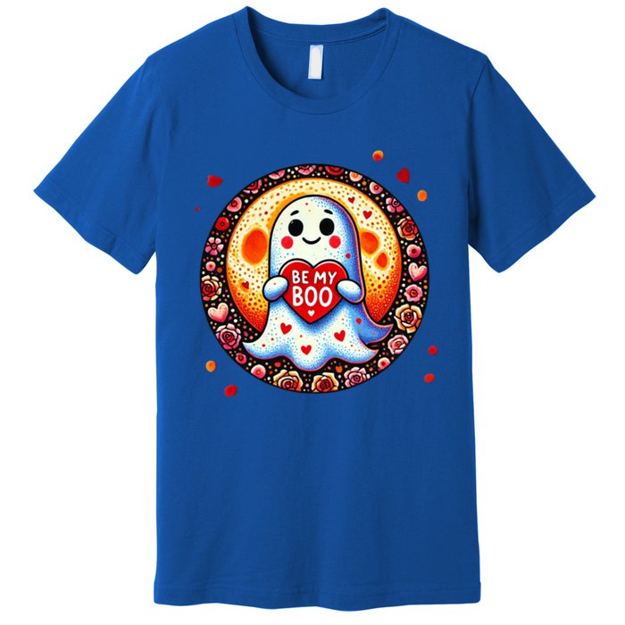 Be My Boo ValentineS Day Ghost Illustration Gift Premium T-Shirt