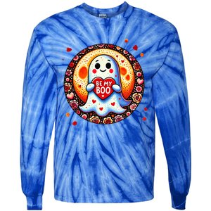 Be My Boo ValentineS Day Ghost Illustration Gift Tie-Dye Long Sleeve Shirt