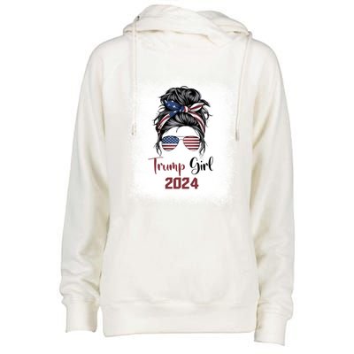 Bleached Messy Bun Trump Gift Womens Funnel Neck Pullover Hood