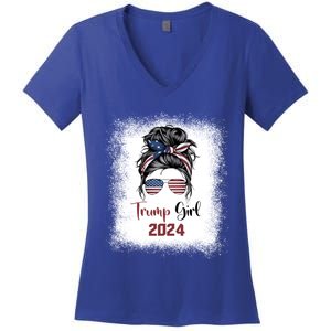 Bleached Messy Bun Trump Gift Women's V-Neck T-Shirt