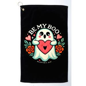 Be My Boo ValentineS Day Ghost Illustration Gift Platinum Collection Golf Towel