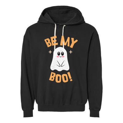 Be My Boo! Cute Shy Funny Halloween Ghost Funny Gift Garment-Dyed Fleece Hoodie