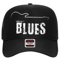 Blues Music Blues Guitar Vintage High Crown Mesh Back Trucker Hat