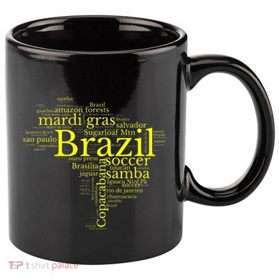 Brazil Map Brazilian Soccer Copacabana Brasil Men Women Gift 11oz C Handle Ceramic Mug