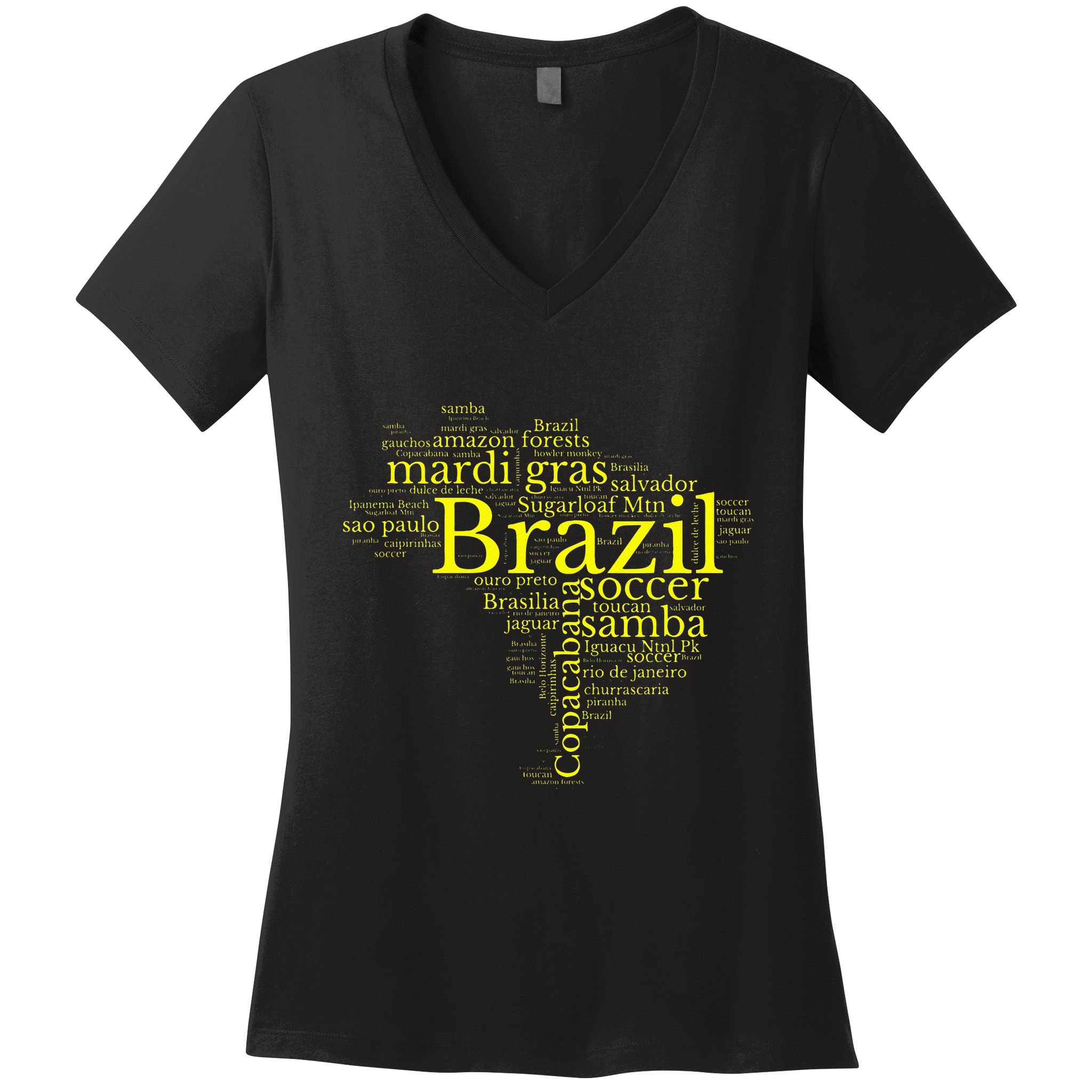 Brazil Map Brazilian Soccer Copacabana Brasil Men Women Gift Women's V-Neck T-Shirt