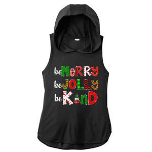 Be Merry Be Jolly Be Kind Merry Christmas Teacher Xmas Pjs Ladies PosiCharge Tri-Blend Wicking Draft Hoodie Tank