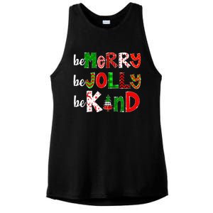 Be Merry Be Jolly Be Kind Merry Christmas Teacher Xmas Pjs Ladies PosiCharge Tri-Blend Wicking Tank