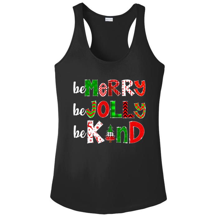 Be Merry Be Jolly Be Kind Merry Christmas Teacher Xmas Pjs Ladies PosiCharge Competitor Racerback Tank