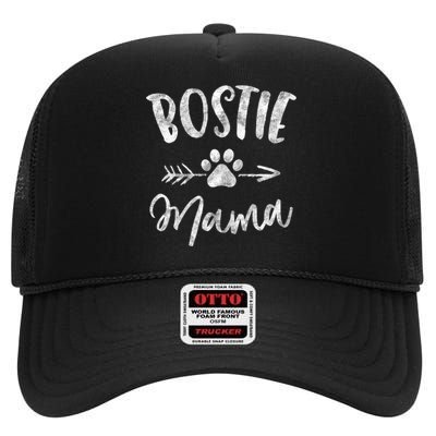 Bostie Mama Boston Terrier Lover Gifts Dog Mom High Crown Mesh Back Trucker Hat