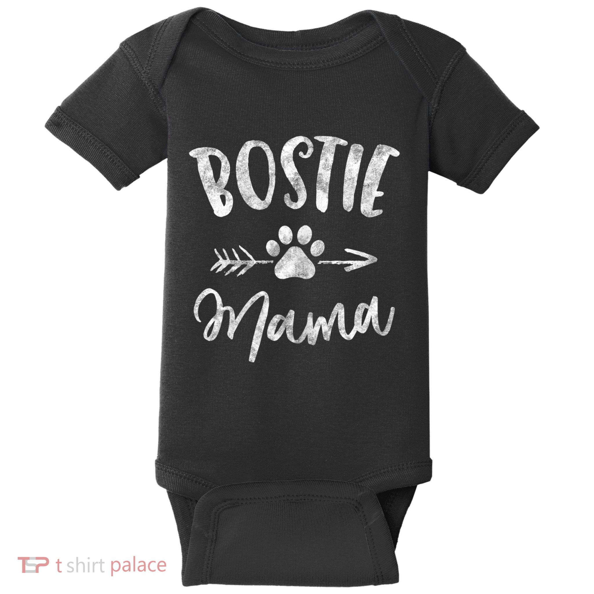 Bostie Mama Boston Terrier Lover Gifts Dog Mom Baby Bodysuit