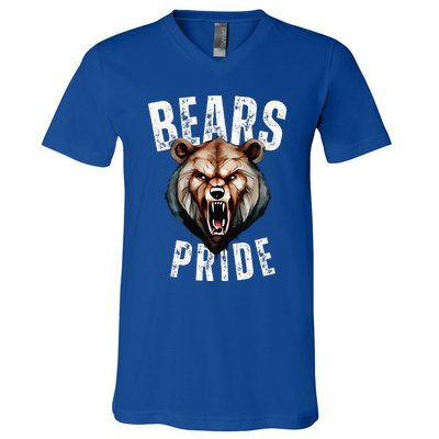 Bears Mascot Back To School Spirit Pride Sport Fans Game Day V-Neck T-Shirt