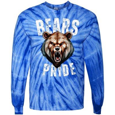 Bears Mascot Back To School Spirit Pride Sport Fans Game Day Tie-Dye Long Sleeve Shirt