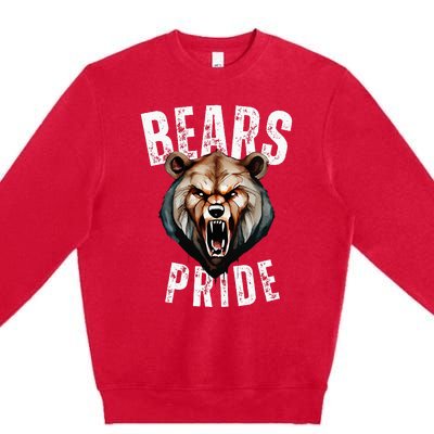 Bears Mascot Back To School Spirit Pride Sport Fans Game Day Premium Crewneck Sweatshirt