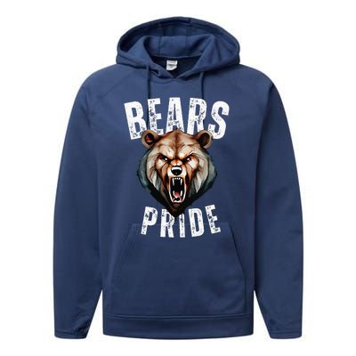 Bears Mascot Back To School Spirit Pride Sport Fans Game Day Performance Fleece Hoodie