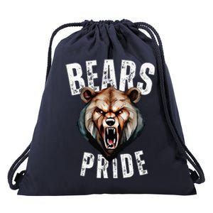 Bears Mascot Back To School Spirit Pride Sport Fans Game Day Drawstring Bag