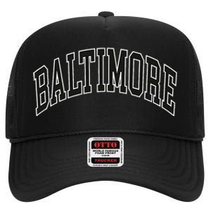 Baltimore Maryland High Crown Mesh Back Trucker Hat