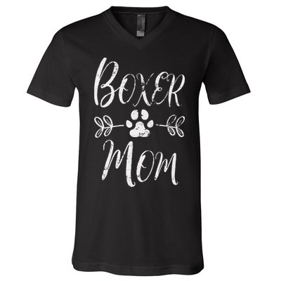 Boxer Mom Boxer Dog Lover Owner Funny Boxer Dog Mom V-Neck T-Shirt