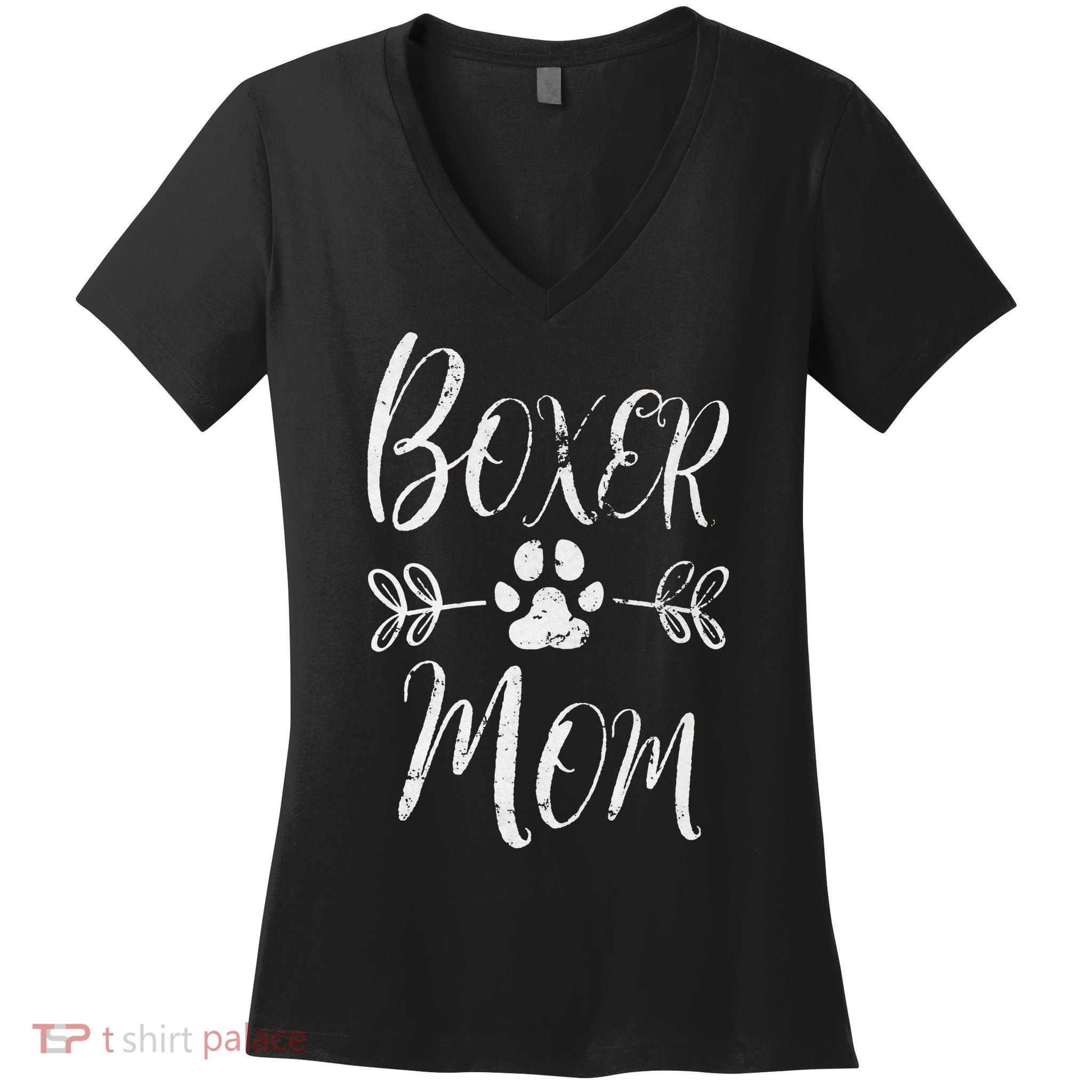 Boxer Mom Boxer Dog Lover Owner Funny Boxer Dog Mom Women's V-Neck T-Shirt