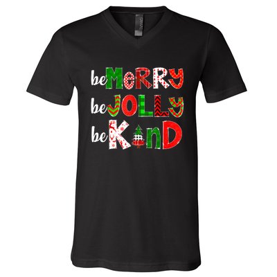 Be Merry Be Jolly Be Kind Merry Christmas Teacher Xmas Pjs V-Neck T-Shirt