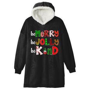 Be Merry Be Jolly Be Kind Merry Christmas Teacher Xmas Pjs Hooded Wearable Blanket