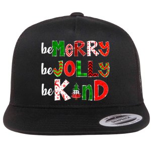 Be Merry Be Jolly Be Kind Merry Christmas Teacher Xmas Pjs Flat Bill Trucker Hat