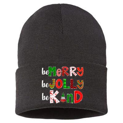 Be Merry Be Jolly Be Kind Merry Christmas Teacher Xmas Pjs Sustainable Knit Beanie