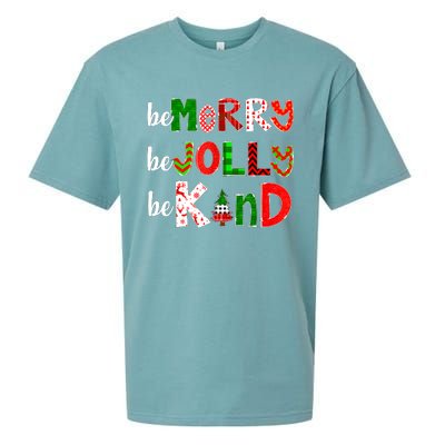 Be Merry Be Jolly Be Kind Merry Christmas Teacher Xmas Pjs Sueded Cloud Jersey T-Shirt