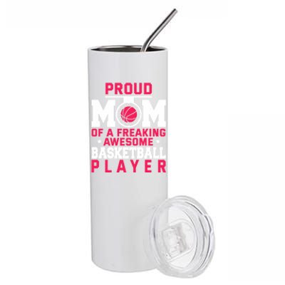 Basketball Mom Bball Player Mother Theme Quote Gift Stainless Steel Tumbler