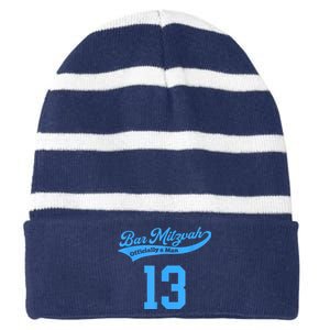 Bar Mitzvah Striped Beanie with Solid Band