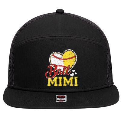 Ball Mom Baseball Softball Mimi Team Sports 7 Panel Mesh Trucker Snapback Hat