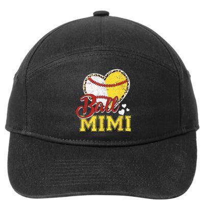 Ball Mom Baseball Softball Mimi Team Sports 7-Panel Snapback Hat