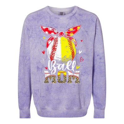 Ball Mom Baseball Softball Mom Mothers Day Mama Colorblast Crewneck Sweatshirt