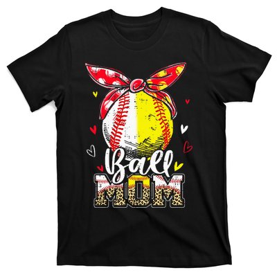 Ball Mom Baseball Softball Mom Mothers Day Mama T-Shirt