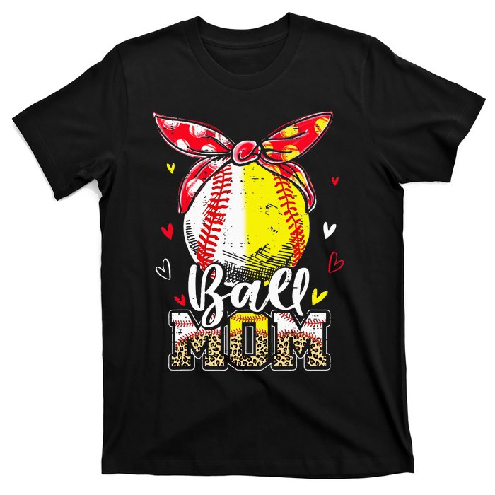 Ball Mom Baseball Softball Mom Mothers Day Mama T-Shirt