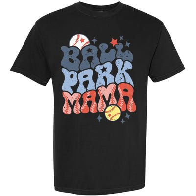 Ballpark Mama Baseball Mom Softball Mom Mothers Day Groovy Garment-Dyed Heavyweight T-Shirt