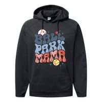 Ballpark Mama Baseball Mom Softball Mom Mothers Day Groovy Performance Fleece Hoodie