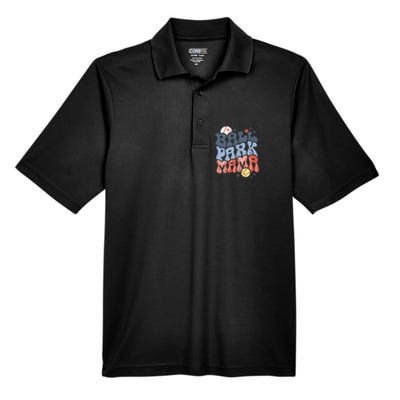 Ballpark Mama Baseball Mom Softball Mom Mothers Day Groovy Men's Origin Performance Pique Polo