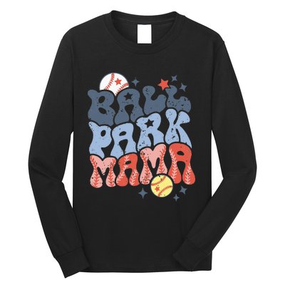 Ballpark Mama Baseball Mom Softball Mom Mothers Day Groovy Long Sleeve Shirt