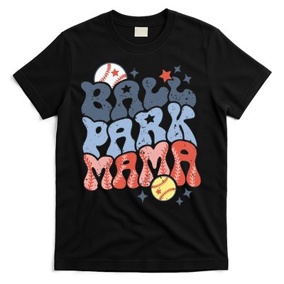 Ballpark Mama Baseball Mom Softball Mom Mothers Day Groovy T-Shirt