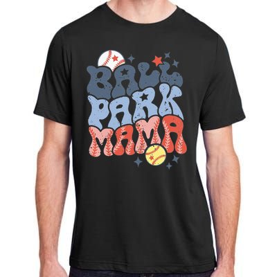 Ballpark Mama Baseball Mom Softball Mom Mothers Day Groovy Adult ChromaSoft Performance T-Shirt