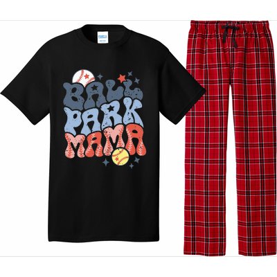 Ballpark Mama Baseball Mom Softball Mom Mothers Day Groovy Pajama Set