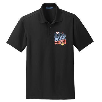 Ballpark Mama Baseball Mom Softball Mom Mothers Day Groovy Dry Zone Grid Polo