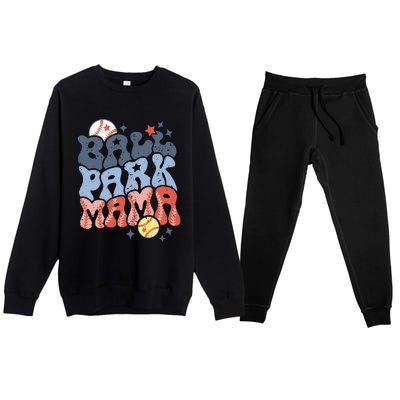 Ballpark Mama Baseball Mom Softball Mom Mothers Day Groovy Premium Crewneck Sweatsuit Set