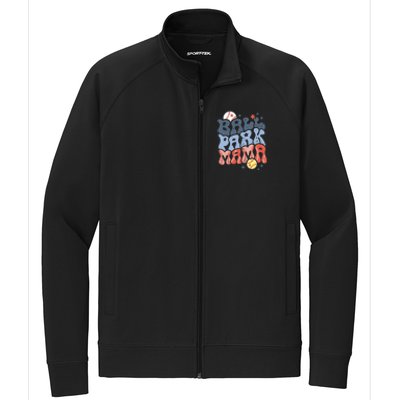 Ballpark Mama Baseball Mom Softball Mom Mothers Day Groovy Stretch Full-Zip Cadet Jacket