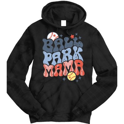 Ballpark Mama Baseball Mom Softball Mom Mothers Day Groovy Tie Dye Hoodie