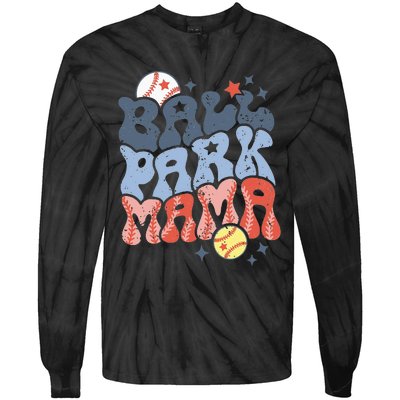 Ballpark Mama Baseball Mom Softball Mom Mothers Day Groovy Tie-Dye Long Sleeve Shirt