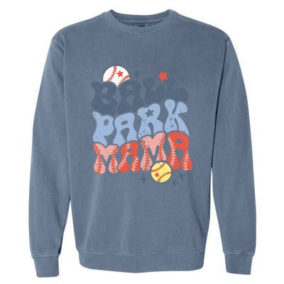 Ballpark Mama Baseball Mom Softball Mom Mothers Day Groovy Garment-Dyed Sweatshirt