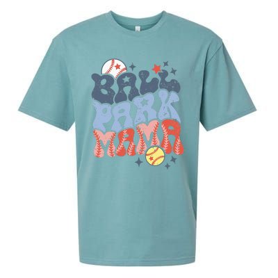 Ballpark Mama Baseball Mom Softball Mom Mothers Day Groovy Sueded Cloud Jersey T-Shirt